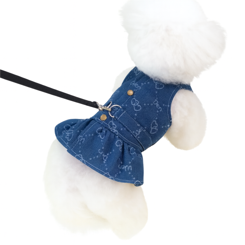 Jeanskleid für kleine Hunde mit Gürtel