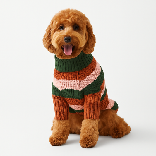 Gestreifter Winterpullover für Hunde