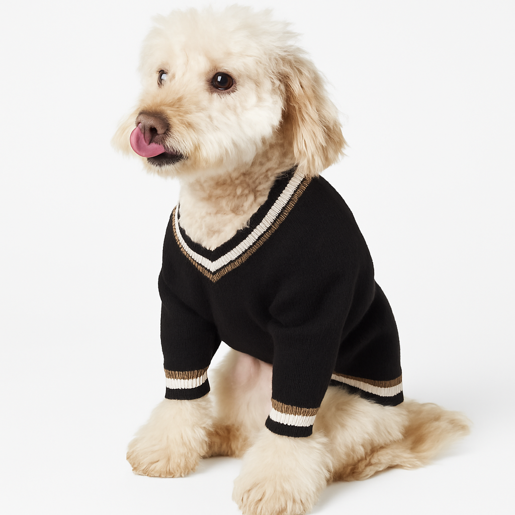 Klassischer Strickpullover für Hunde – Eleganter V-Ausschnitt