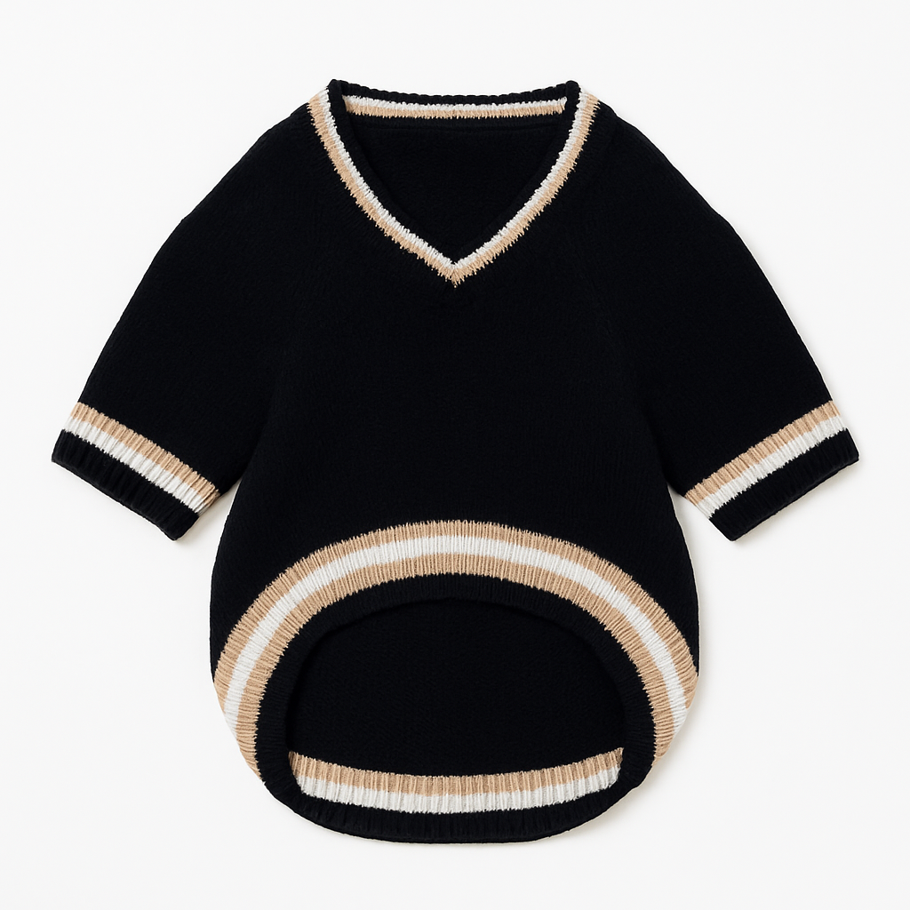 Klassischer Strickpullover für Hunde – Eleganter V-Ausschnitt
