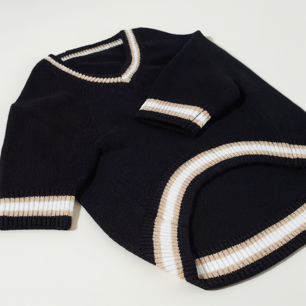 Klassischer Strickpullover für Hunde – Eleganter V-Ausschnitt