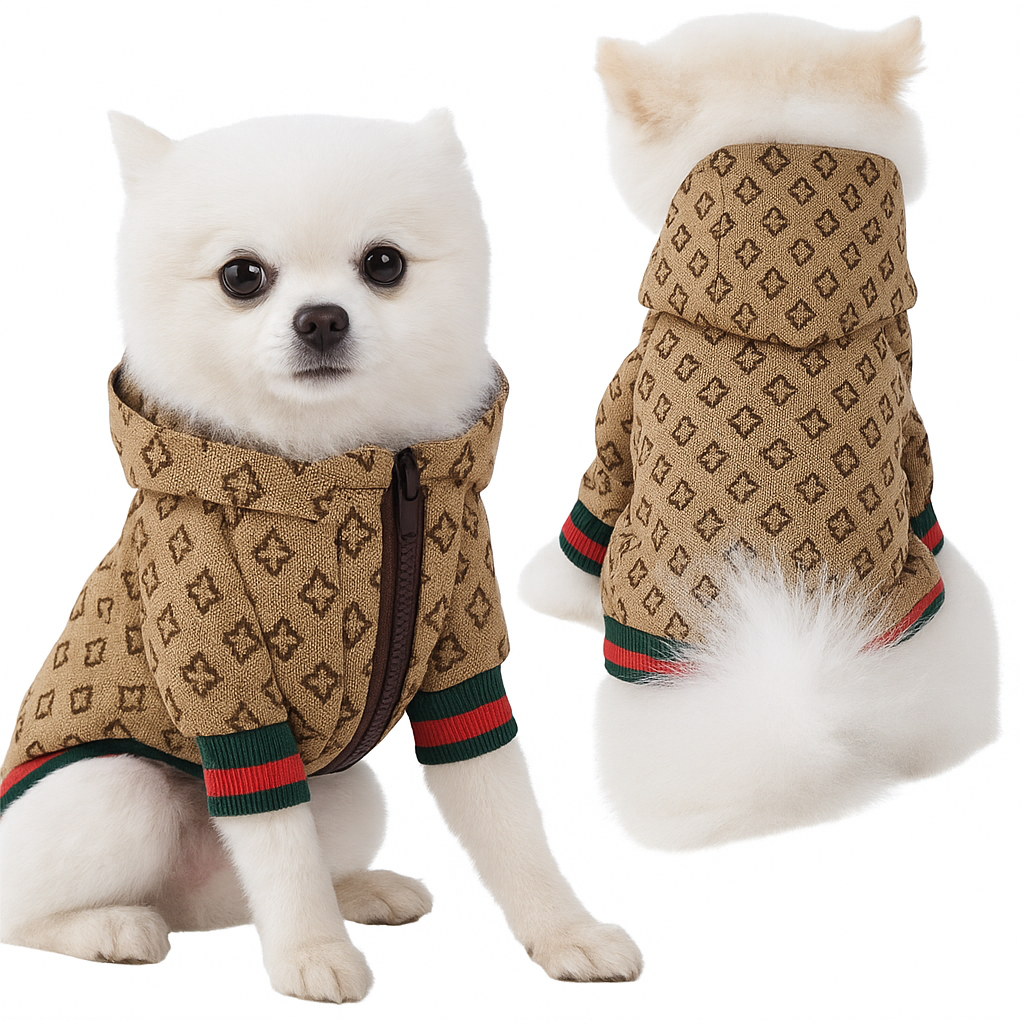 Luxus Hundejacke mit Kapuze & Reißverschluss
