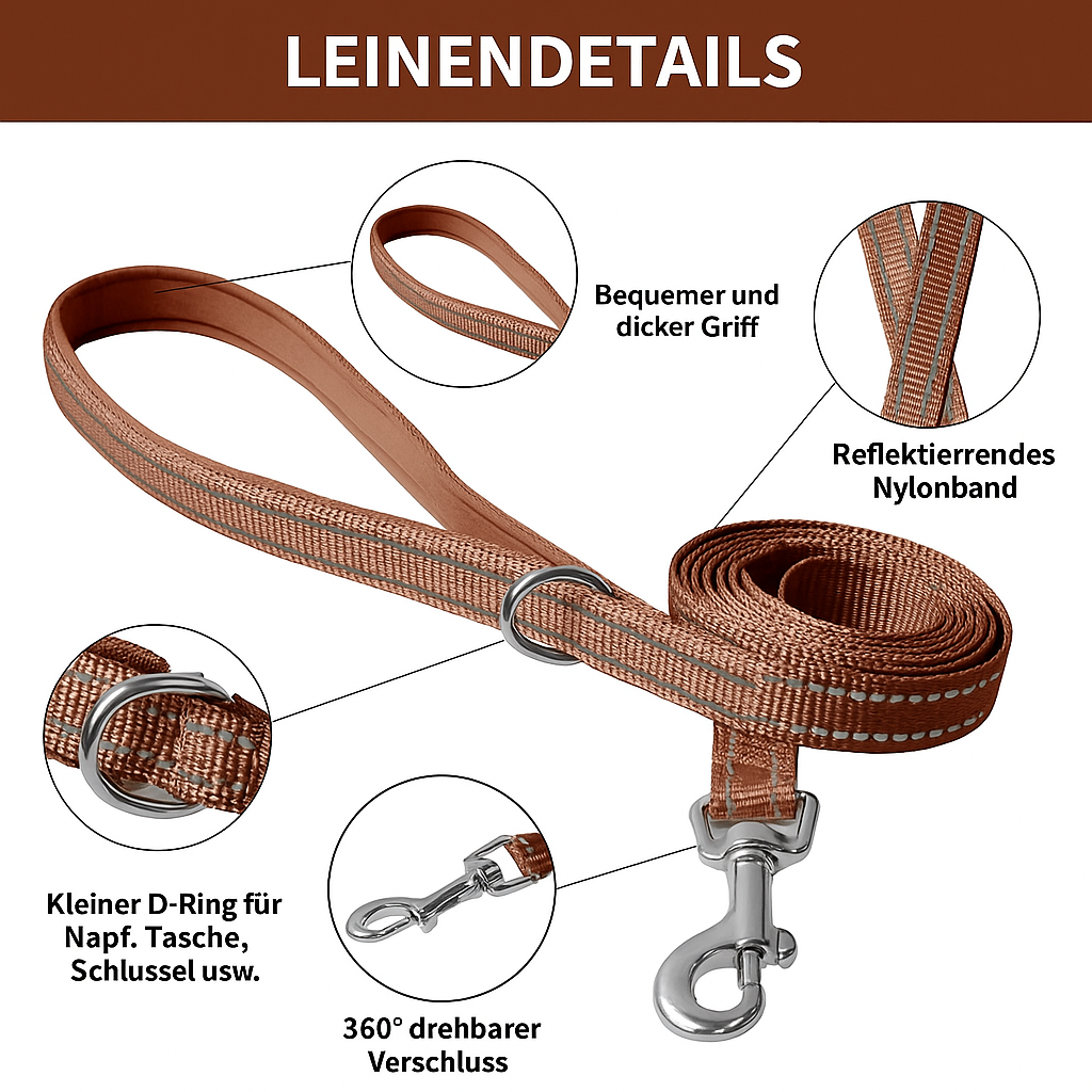 Reflektierendes Hundegeschirr mit Leine
