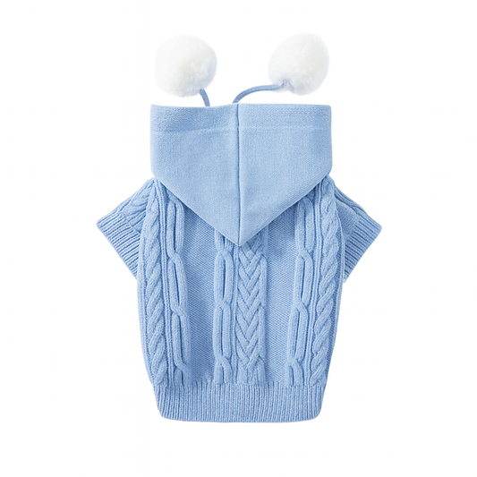 Warmer Strickpullover mit Kapuze für Katzen