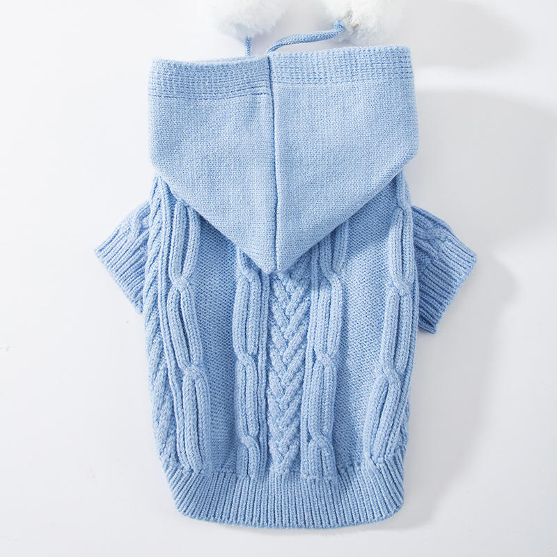 Warmer Strickpullover mit Kapuze für Katzen